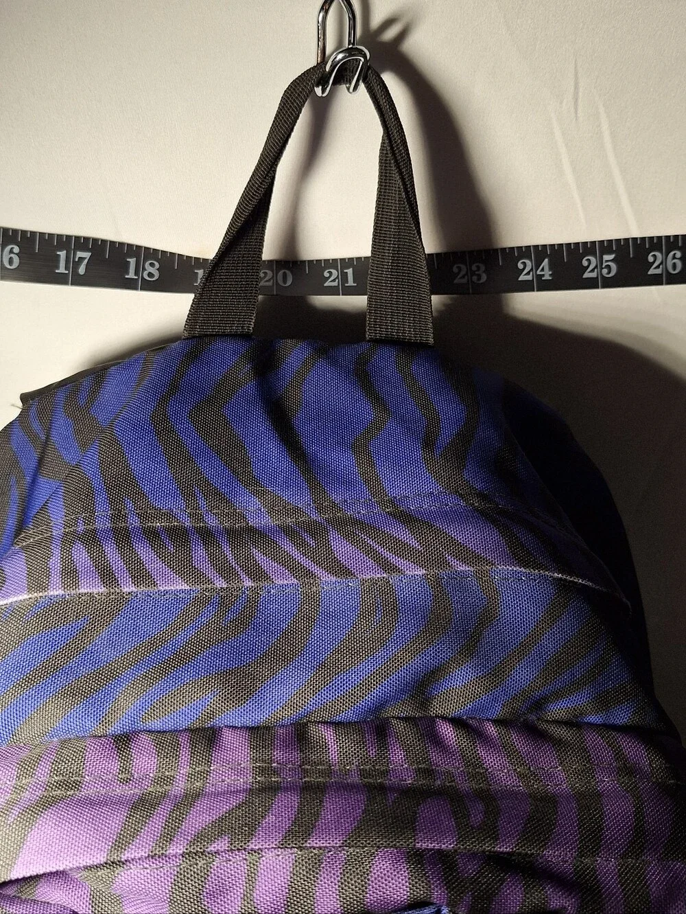 Jansport Backpack, Zebra Stripes, Blue Purple Black